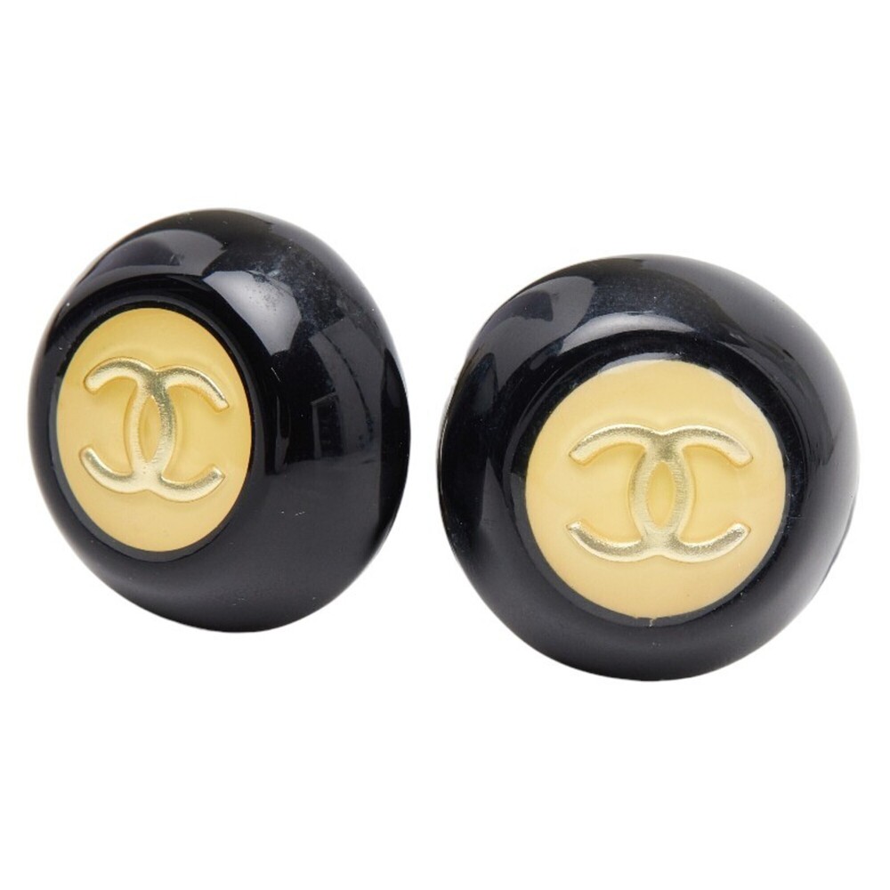 CHANEL Vintage Black Logo Earrings